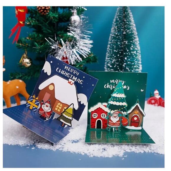 Set of 6 - 3D Pop-Up Christmas Cards -arrange yourself- Santa, Pinguin & Snowman - Picture 5 of 11